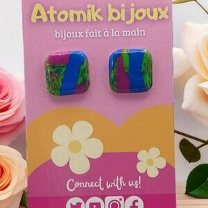 Colorful & Chic Square Earrings - Handmade Polymer Jewelry.